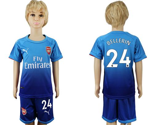 Arsenal #24 Bellerin Away Kid Soccer Club Jersey